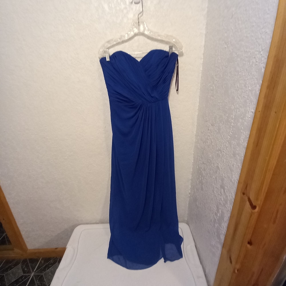 Elegant Blue Strapless Dress